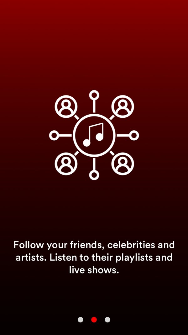 Intro card about following friends, celebrities and artists