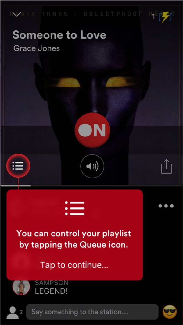 Tip: control your playlist with the queue icon