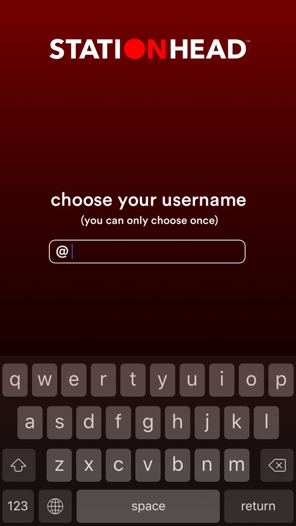 Choose your username screen