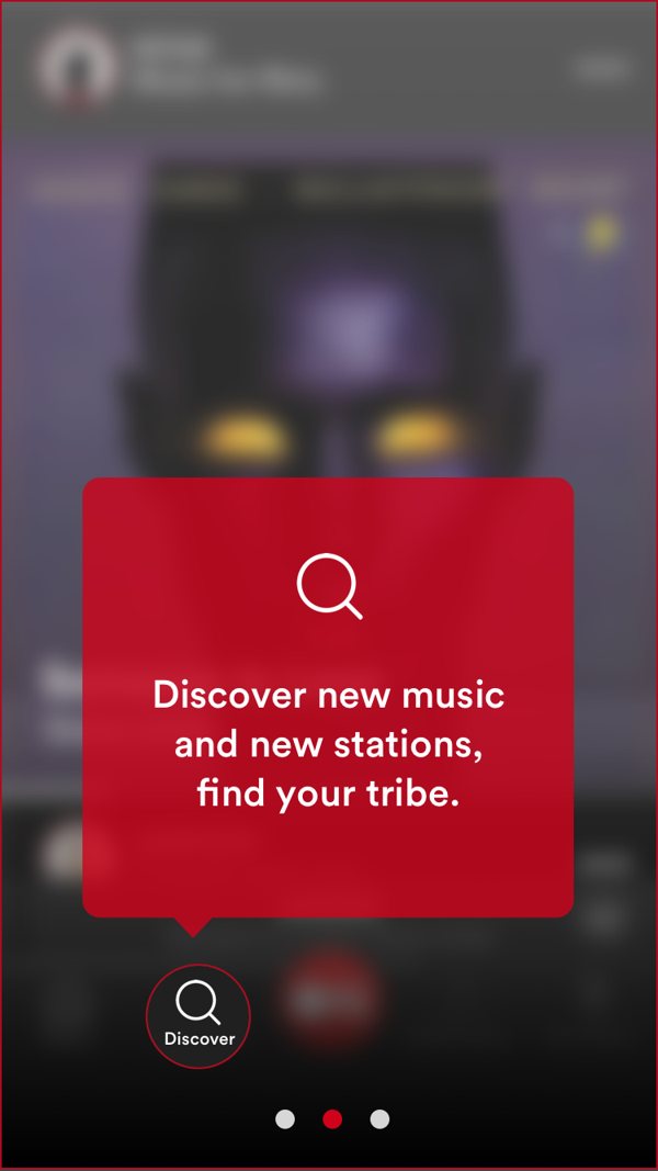 Coach mark: Discover new music and new stations